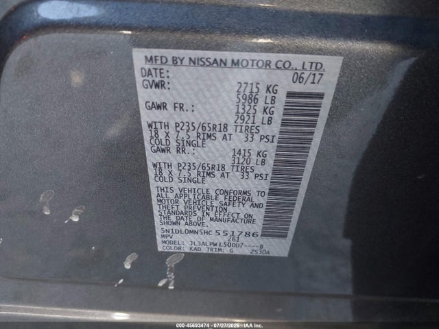 5N1DL0MN5HC551786 Infiniti QX60