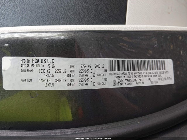 Aukcja sprzedaży 2017 Chrysler Pacifica Touring-l Plus, vin: 2C4RC1EG5HR511747, numer aukcji: 45693485