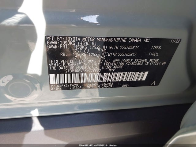 Toyota Rav4 Xle 2022 2T3P1RFV3NW328860 Image 9
