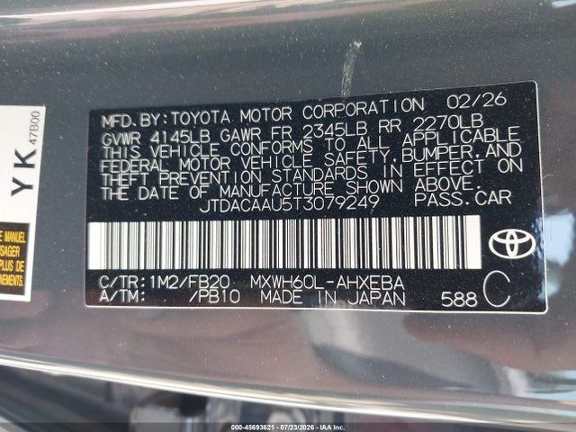 Toyota Prius Le 2026 JTDACAAU5T3079249 Image 9