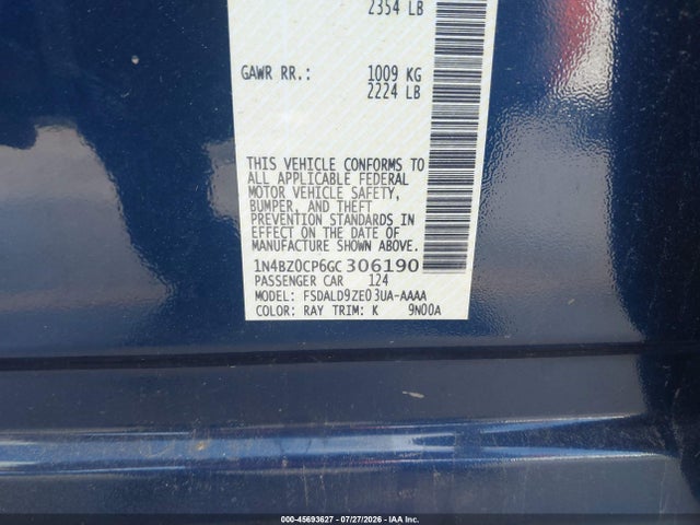 1N4BZ0CP6GC306190 Nissan LEAF SV