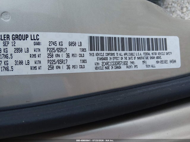 Продаж на аукціоні авто 2013 Chrysler Town & Country Touring-l, vin: 2C4RC1CG3DR571832, номер лоту: 45693641