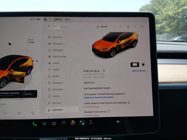 Aukcja sprzedaży 2023 Tesla Model Y Awd/long Range Dual Motor All-wheel Drive, vin: 7SAYGAEE5PF703083, numer aukcji: 45693670