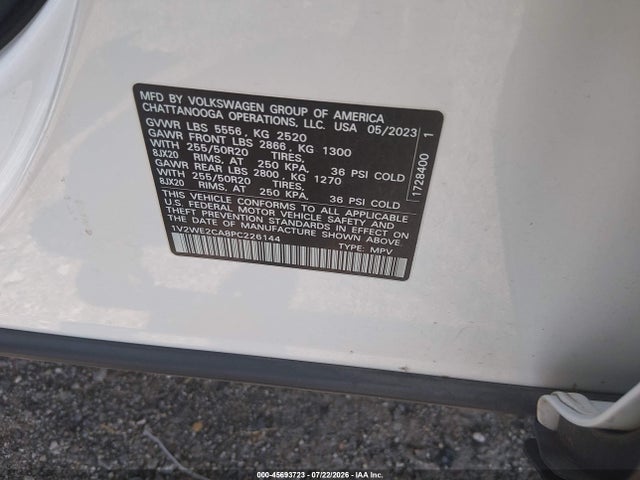 2023 Volkswagen Atlas Cross Sport 3.6l V6 Se W/technology მანქანა იყიდება აუქციონზე, vin: 1V2WE2CA8PC226144, აუქციონის ნომერი: 45693723