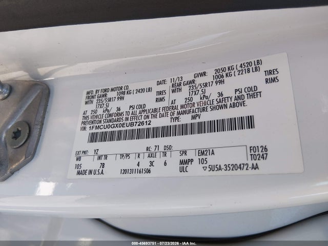 Ford ESCAPE SE 2014 1FMCU0GX0EUB72612 Image 9