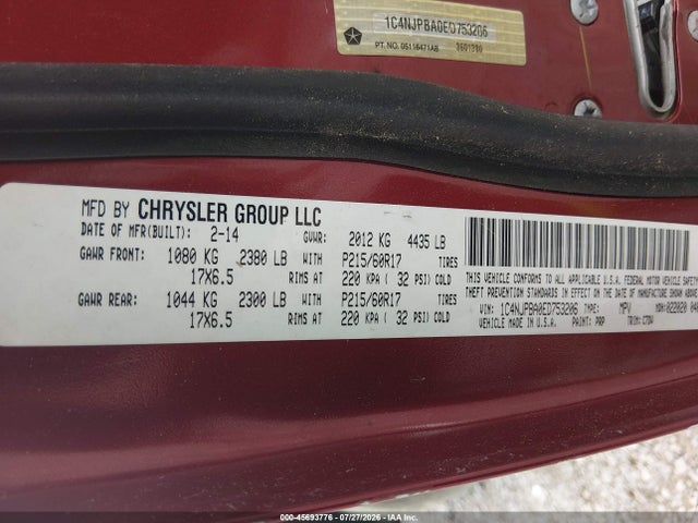Продаж на аукціоні авто 2014 Jeep Patriot Altitude, vin: 1C4NJPBA0ED753206, номер лоту: 45693776