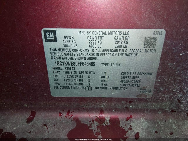1GC1KWE80FF648489 Chevrolet Silverado 2500hd Built After Aug 14 Ltz