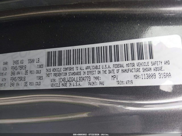 1C4BJWDG4JL834773 Jeep Wrangler Jk Unlimited Sport 4x4
