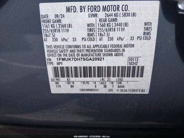 Продажа на аукционе авто 2025 Ford Explorer Active, vin: 1FMUK7DH7SGA20921, номер лота: 45693902