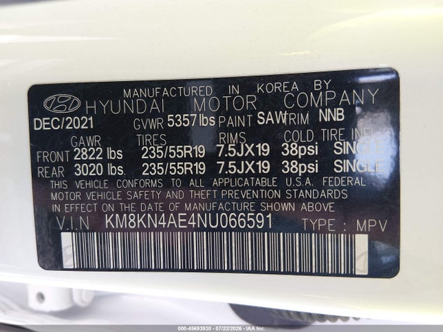 KM8KN4AE4NU066591 Hyundai Ioniq 5 Sel