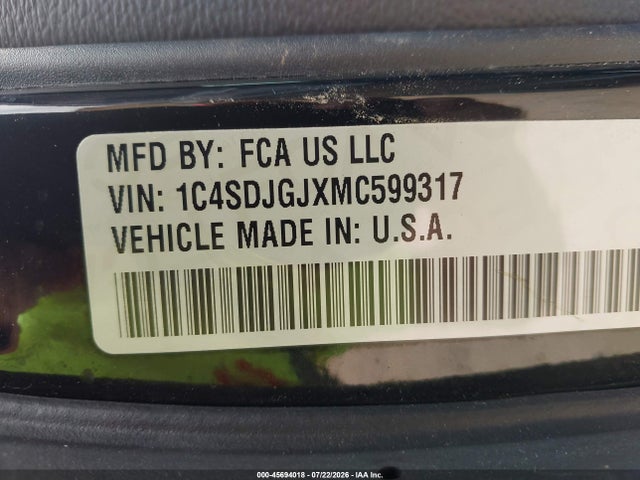 Продаж на аукціоні авто 2021 Dodge Durango Srt 392 Awd, vin: 1C4SDJGJXMC599317, номер лоту: 45694018