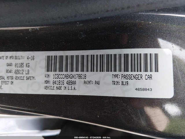 2016 Chrysler 200 Limited Platinum მანქანა იყიდება აუქციონზე, vin: 1C3CCCABXGN178618, აუქციონის ნომერი: 45694143