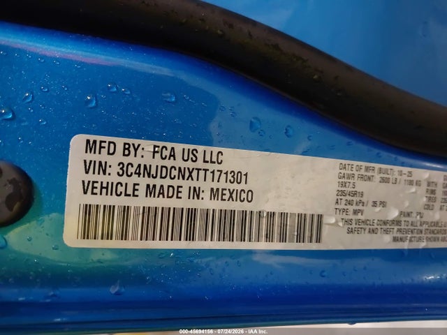 Продаж на аукціоні авто 2026 Jeep Compass Limited Altitude, vin: 3C4NJDCNXTT171301, номер лоту: 45694156