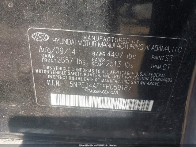 Hyundai Sonata Sport 2015 5NPE34AF1FH059187 Image 9