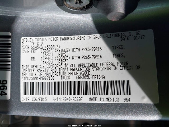 3TMCZ5AN1HM067192 Toyota Tacoma Trd Off Road