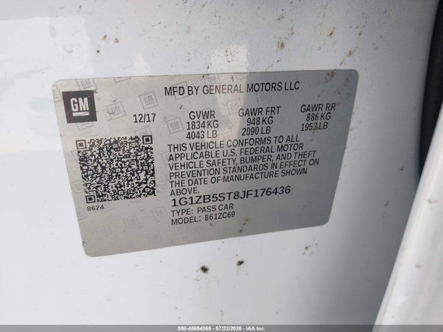 1G1ZB5ST8JF176436 Chevrolet Malibu 1ls
