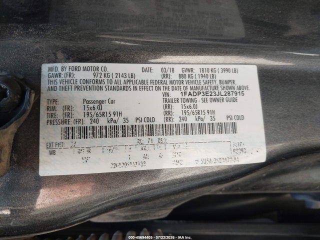 Ford FOCUS S 2018 1FADP3E23JL287915 Image 9