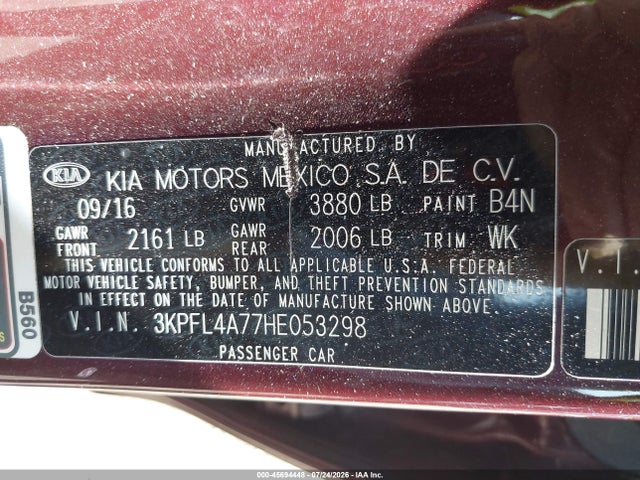 Aukcja sprzedaży 2017 Kia Forte Lx, vin: 3KPFL4A77HE053298, numer aukcji: 45694448