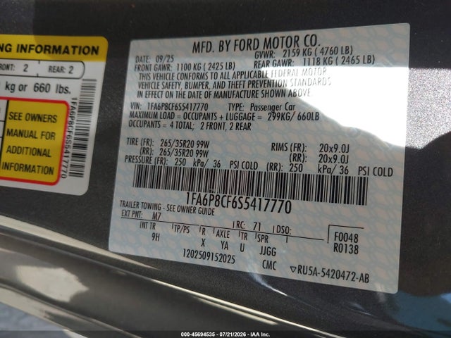 1FA6P8CF6S5417770 Ford Mustang Gt Premium Fastback