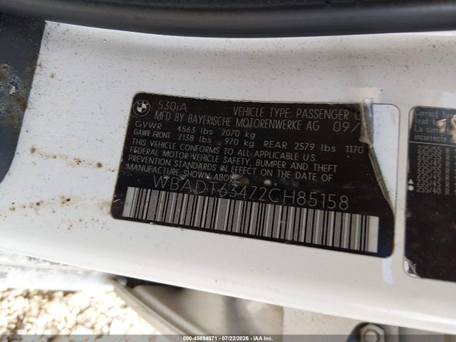 45694571 :رقم المزاد ، WBADT63472CH85158 vin ، 2002 Bmw 5 Series 530ia مزاد بيع