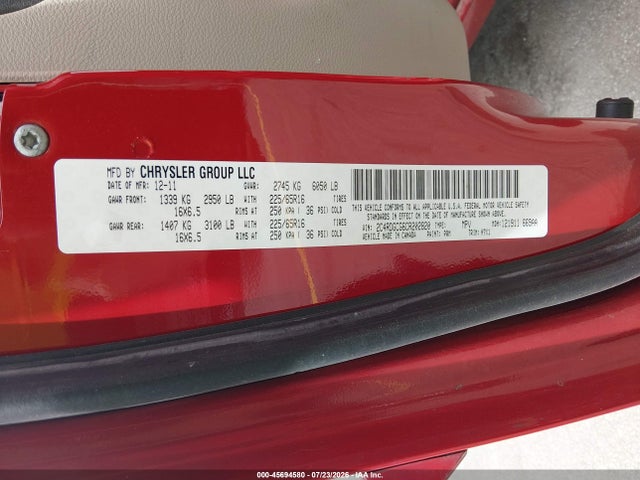 Продаж на аукціоні авто 2012 Dodge Grand Caravan Sxt, vin: 2C4RDGCG6CR202820, номер лоту: 45694580