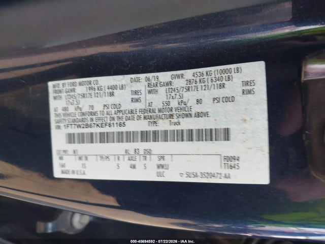 Ford F-250 Xl 2019 1FT7W2B67KEF61165 Image 9