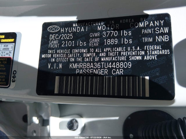 Hyundai Venue Se 2026 KMHRB8A36TU448809 Image 9