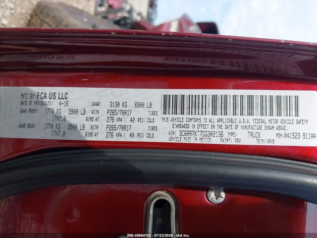 Продаж на аукціоні авто 2016 Ram 1500 St, vin: 3C6RR7KT7GG302136, номер лоту: 45694702