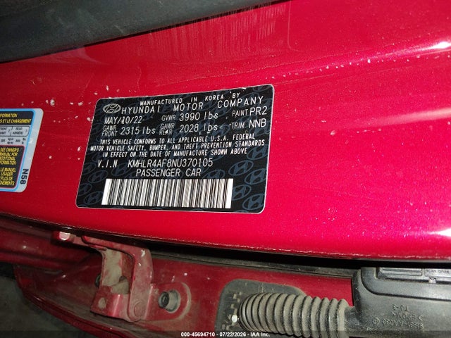 KMHLR4AF8NU370105 Hyundai Elantra N Line