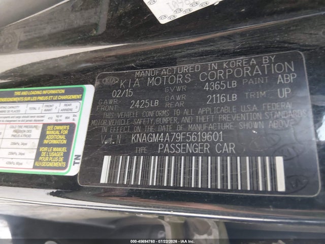 KIA Optima Lx 2015 KNAGM4A79F5619601 Image 9