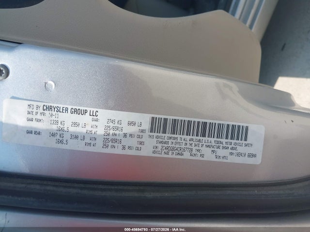 Продаж на аукціоні авто 2012 Dodge Grand Caravan Se/avp, vin: 2C4RDGBG4CR167728, номер лоту: 45694793