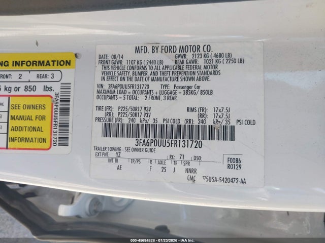 Ford Fusion Hybrid S 2015 3FA6P0UU5FR131720 Image 9