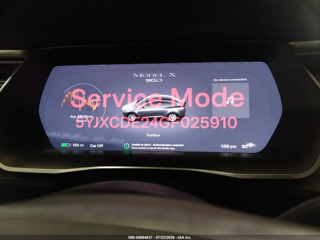 Продаж на аукціоні авто 2016 Tesla Model X 60d/70d/75d/90d, vin: 5YJXCDE24GF025910, номер лоту: 45694837