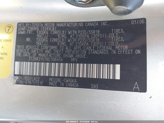 Продажа на аукционе авто 2006 Lexus Rx 330, vin: 2T2HA31U16C106454, номер лота: 45694875