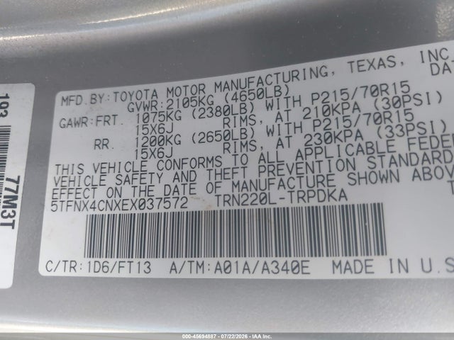 Toyota Tacoma 2014 5TFNX4CNXEX037572 Image 9