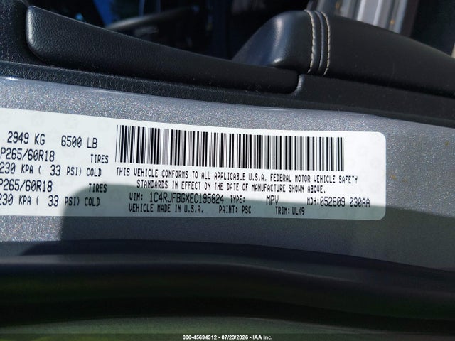 Продаж на аукціоні авто 2014 Jeep Grand Cherokee Limited, vin: 1C4RJFBGXEC195824, номер лоту: 45694912