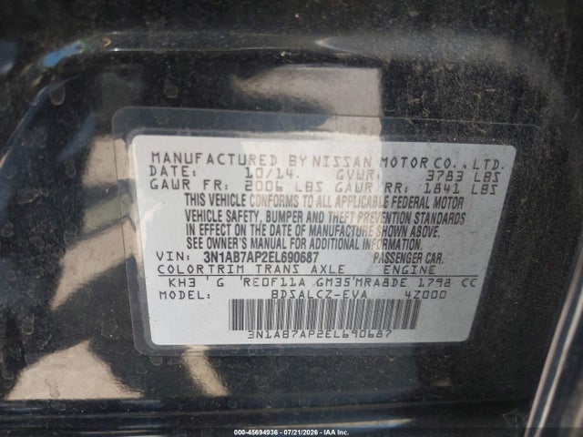 Nissan SENTRA S 2014 3N1AB7AP2EL690687 Image 9