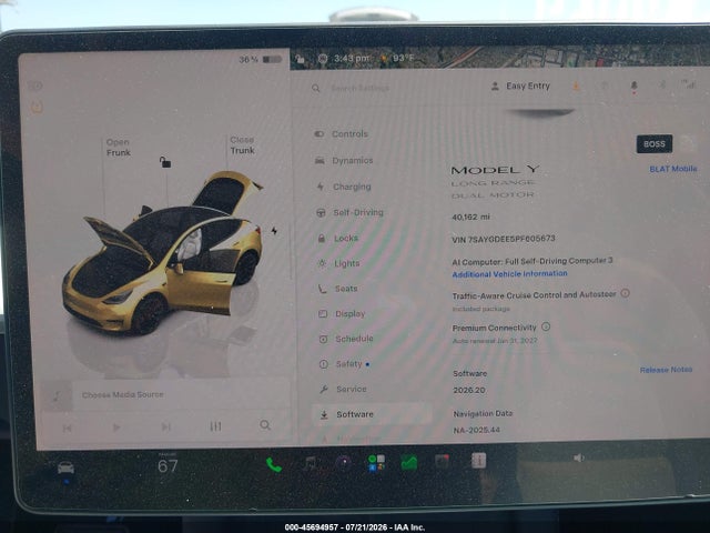 2023 Tesla Model Y Awd/long Range Dual Motor All-wheel Drive მანქანა იყიდება აუქციონზე, vin: 7SAYGDEE5PF605673, აუქციონის ნომერი: 45694957