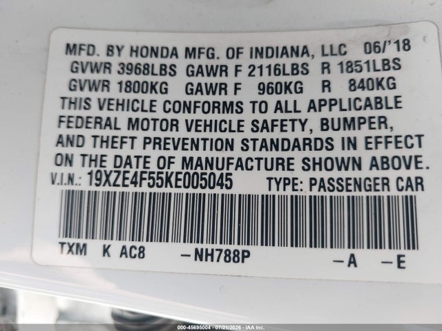 Honda INSIGHT EX 2019 19XZE4F55KE005045 Image 9
