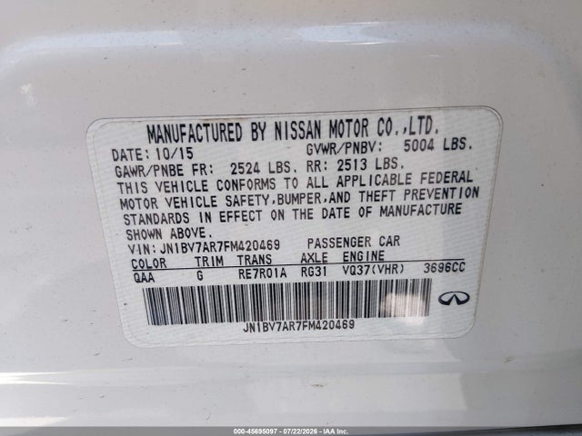 Infiniti Q50 2015 JN1BV7AR7FM420469 Image 9