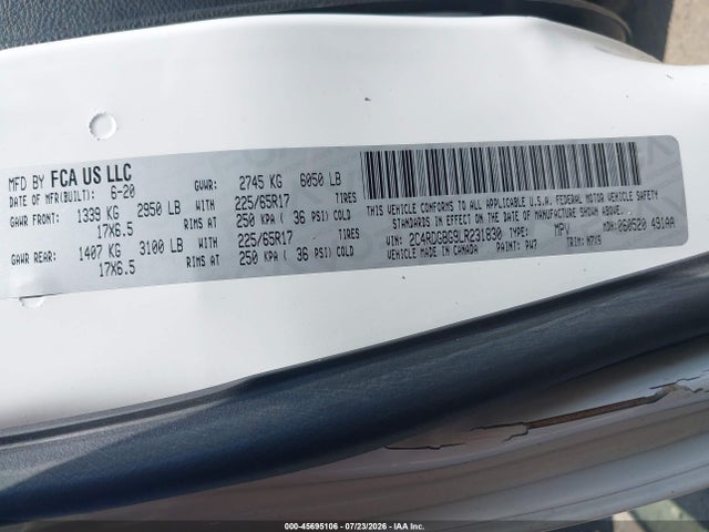 Продажа на аукционе авто 2020 Dodge Grand Caravan Se Plus, vin: 2C4RDGBG9LR231830, номер лота: 45695106