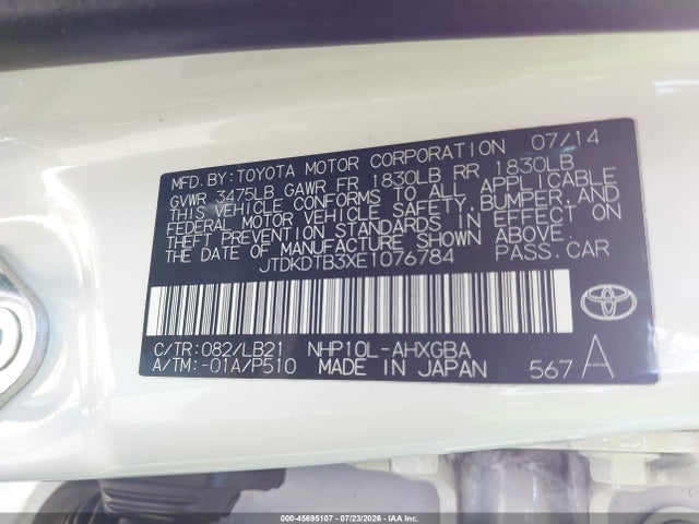 Toyota Prius C Four 2014 JTDKDTB3XE1076784 Image 9