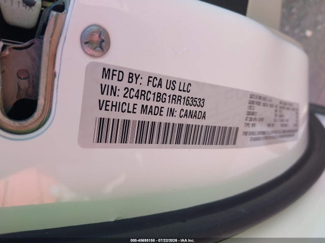 2024 Chrysler Pacifica Touring L მანქანა იყიდება აუქციონზე, vin: 2C4RC1BG1RR163533, აუქციონის ნომერი: 45695158
