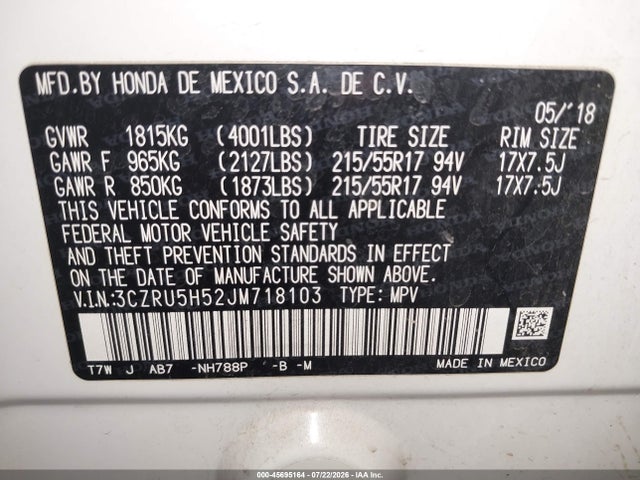 Honda HR-V EX 2018 3CZRU5H52JM718103 Image 9