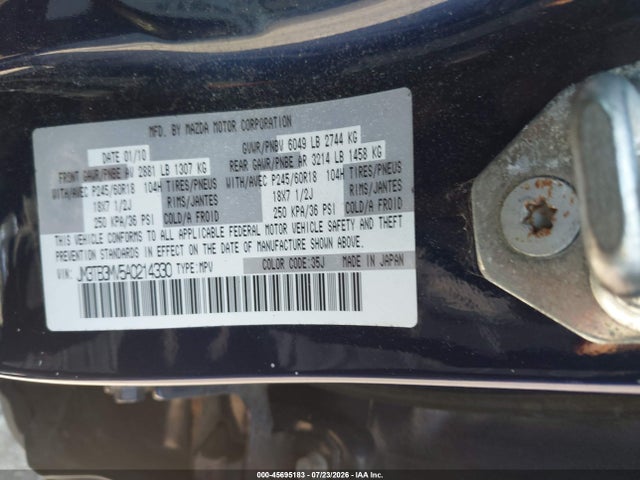 2010 Mazda Cx-9 Sport მანქანა იყიდება აუქციონზე, vin: JM3TB3MV5A0214330, აუქციონის ნომერი: 45695183
