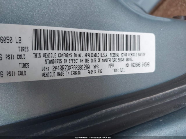 Aukcja sprzedaży 2010 Chrysler Town & Country New Limited, vin: 2A4RR7DX7AR381280, numer aukcji: 45695197