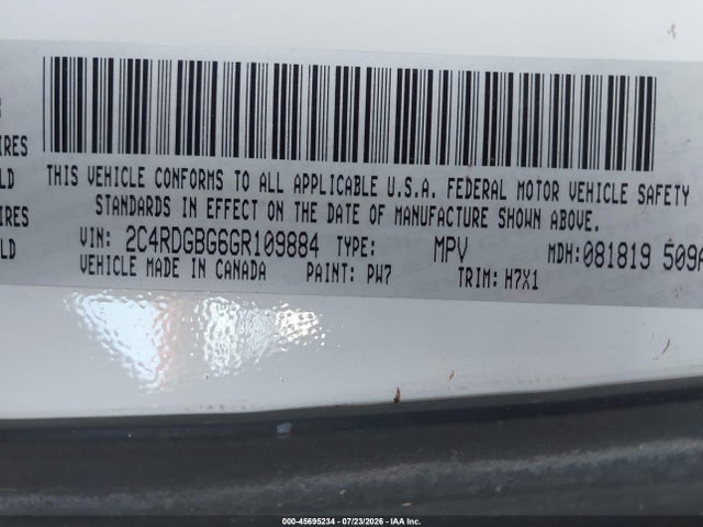 Dodge Grand Caravan Se 2016 2C4RDGBG6GR109884 Image 9