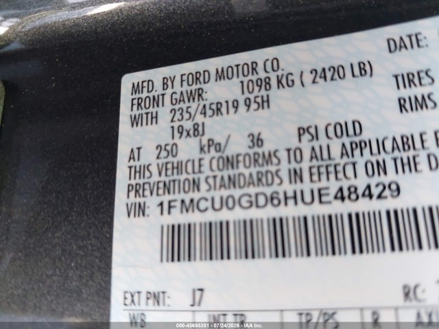 Ford ESCAPE SE 2017 1FMCU0GD6HUE48429 Image 9