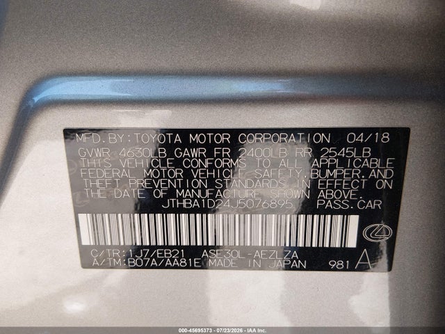 Lexus IS 300 2018 JTHBA1D24J5076895 Image 9