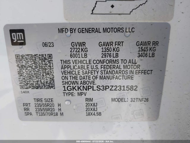 1GKKNPLS3PZ231582 GMC Acadia Fwd Denali